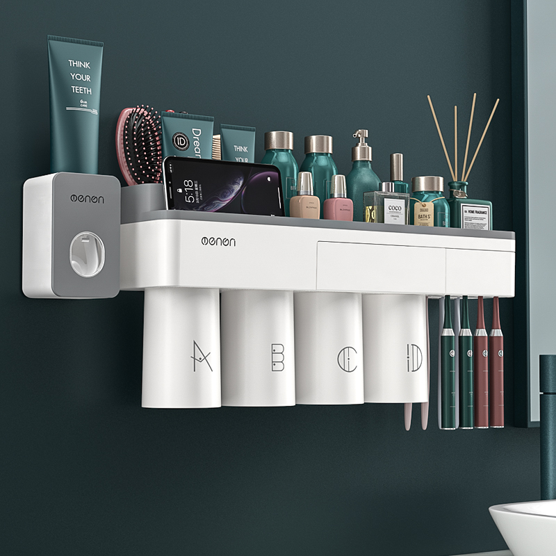 Toothbrush shelf no-punch brush cup hanging wall gargler cup wall hanging electric toothpaste toothpaste storage box set