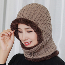 Middle-aged and elderly hats female winter wives grannies warm mothers hats thickened autumn and winter wool hooded