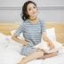 Hàn Quốc phiên bản của dễ thương ngắn tay mùa hè nightdress mùa hè bông tươi ngọt ngào đoạn dài đồ ngủ sinh viên lỏng kích thước lớn Đêm đầm