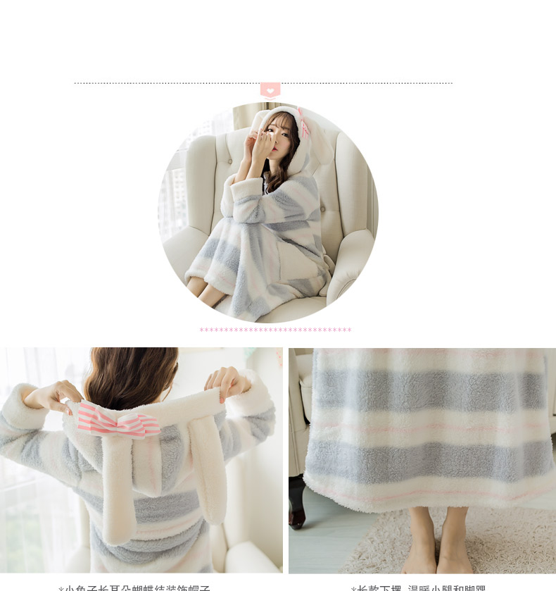 Màu hồng nhung dài mùa thu và mùa đông váy ngủ nữ ngọt ngào flannel dài dày có thể được mặc bên ngoài áo choàng ấm áp dễ thương vay ngu