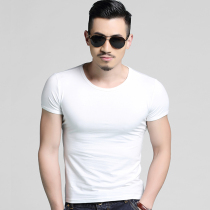 Mens short-sleeved T-shirt tight-fitting white tight clothes trendy brand fashion cotton slim half-sleeve T-shirt mens summer clothes