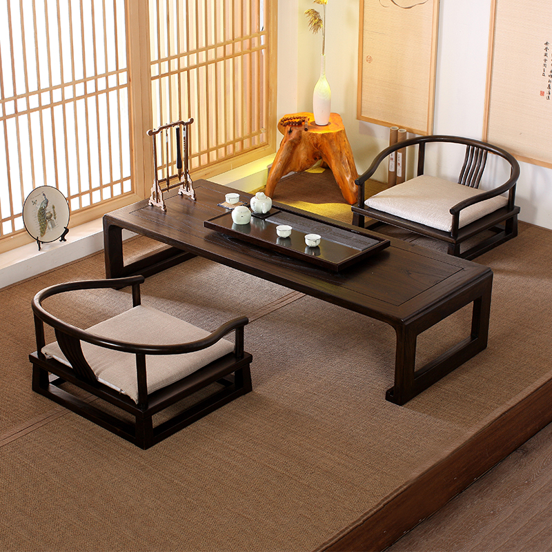 New Chinese solid wood coffee table tatami tea table floating window table Japanese tea table Kang table Kang few Zen low table floor table