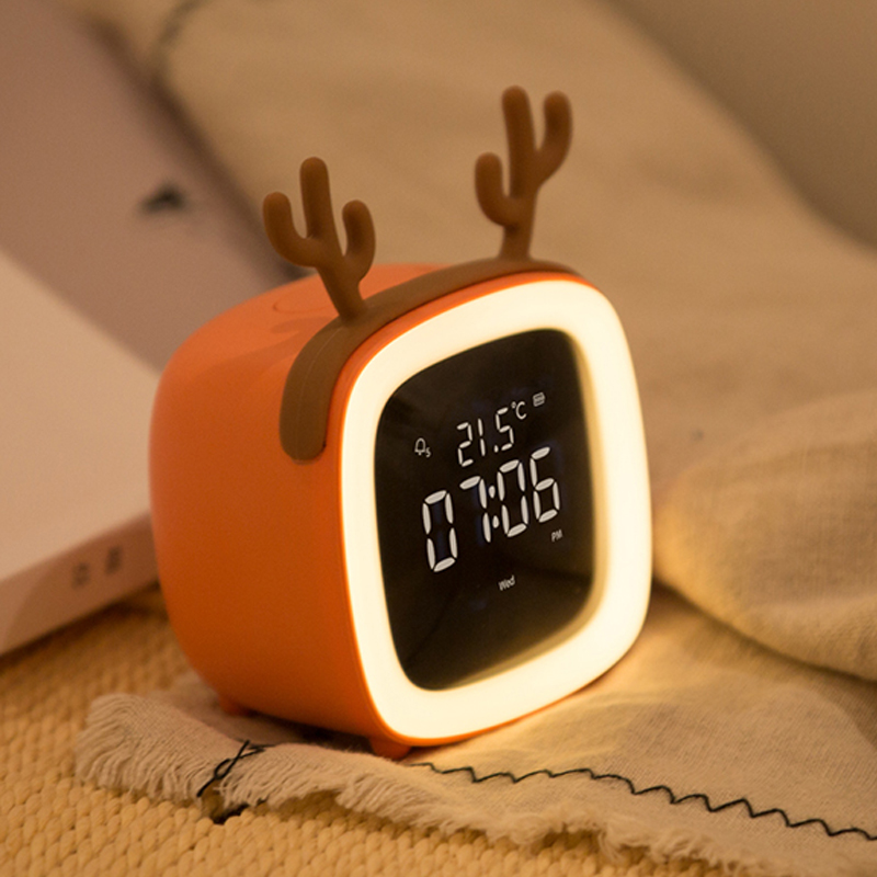 Digital alarm clock Students mute children special bedrooms Smart desktop electronic clock cartoon cute with small night light