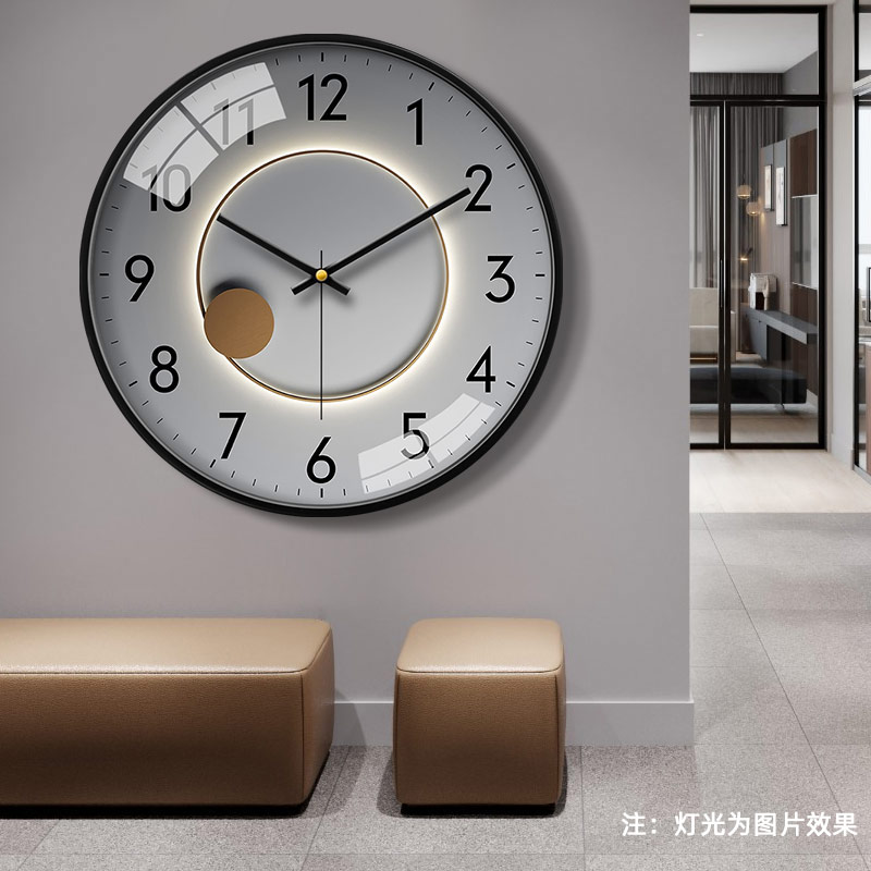 Radio wave fashion wall clock light luxury clock living room muted luminous clock modern simple wall hanging watch