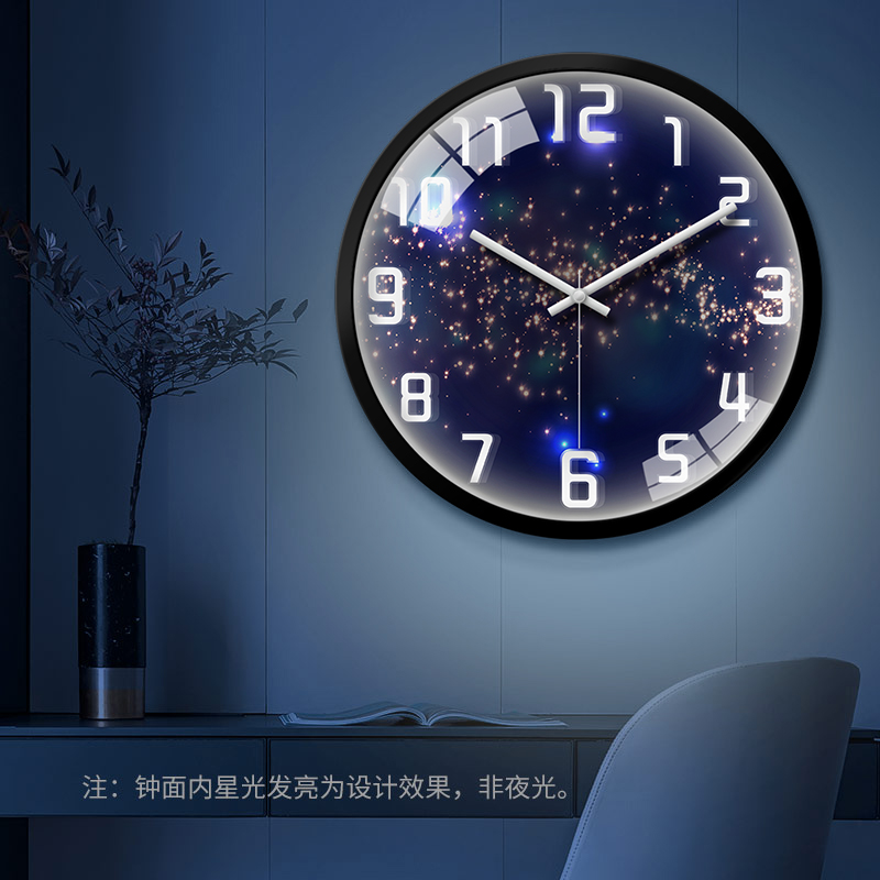 2021 new night light hanging clock living room watch room watch and watch creative bedroom mute clock modern minimalist hanging table decoration hanging wall