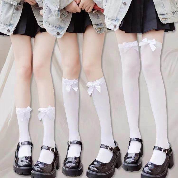 Girl Midtubes Socks Socks Summer Ice Silk Socks Cute Socks With Socks Jk Uniform Silk Stockings Bow Socks White Over Knee Socks