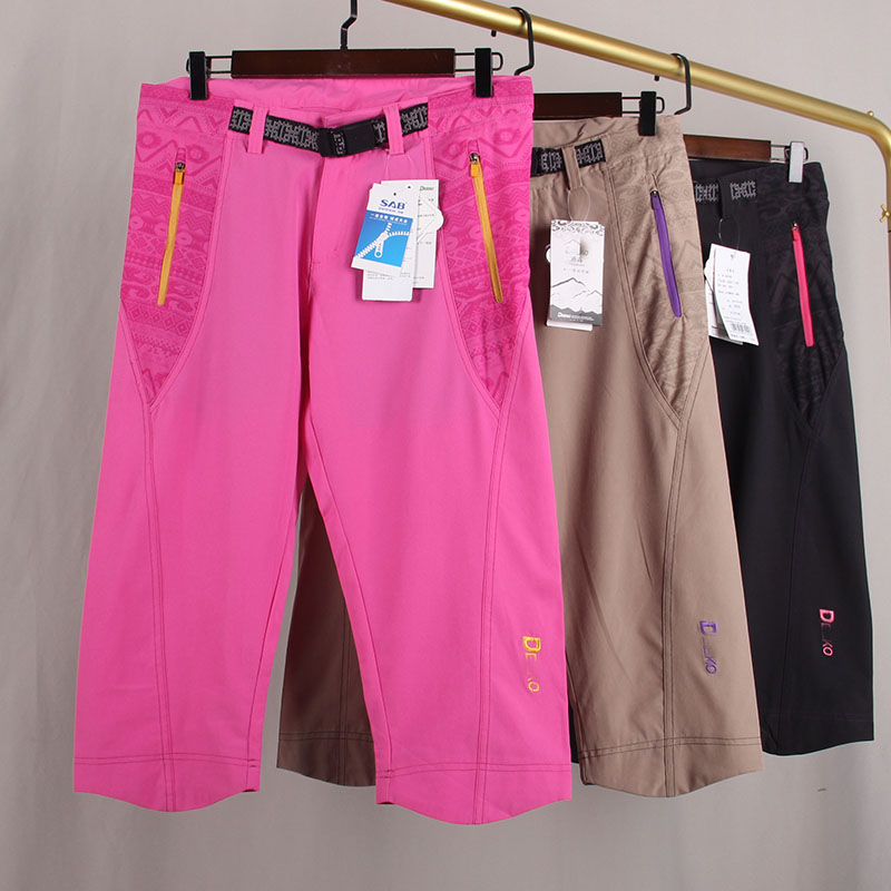 Outdoor Elastic Speed Dry Pants Female Light Weight Slim moisture absorption perspiration Fast Dry Seven Pants Lace Climbing Hiking Shorts-Taobao