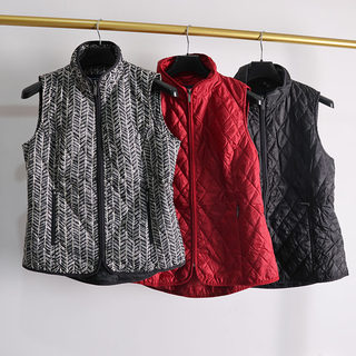 秋冬菱形格P棉马甲女 立领拉链轻量薄款保暖修身显瘦背心外套E82