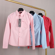 Outdoor womens summer Polo long-sleeved quick-drying sun protection shirt roll-sleeved slim shirt mountaineering and hiking top