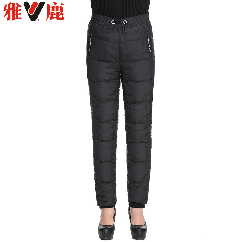 Yalu's new middle-aged and elderly women's down pants outdoor elastic closure thickened outer wear double-sided winter warm trousers