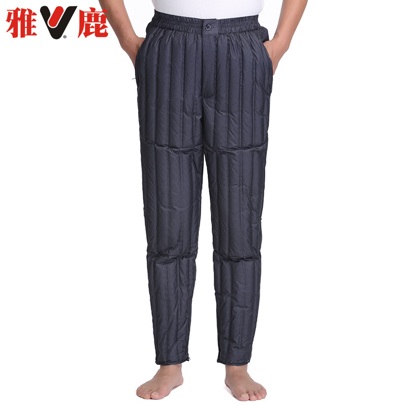 Yalu middle-aged and elderly men's down pants inner wear winter warm thickened high waist loose down cotton pants duck down pants