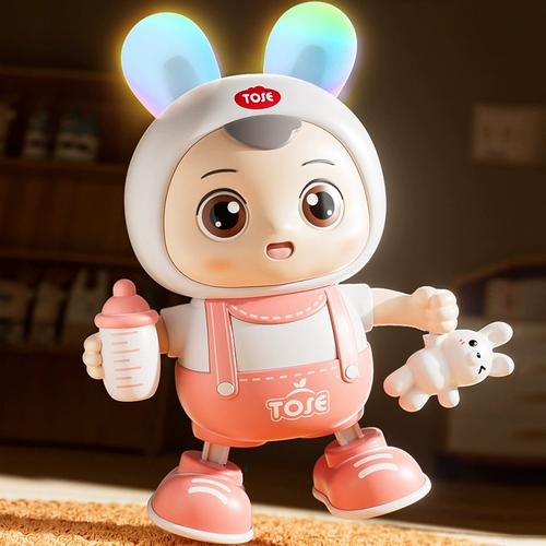 0一1岁婴儿玩具兔子练习擡头训练神器电动跳舞小福兔宝宝3到6个月