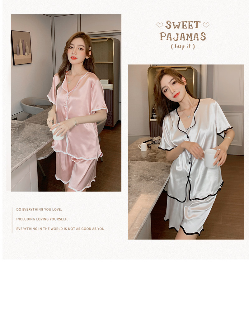Летняя шелковая пижама, тонкие шорты, шелковый кардиган, комплект, короткий рукав, 2025 года 