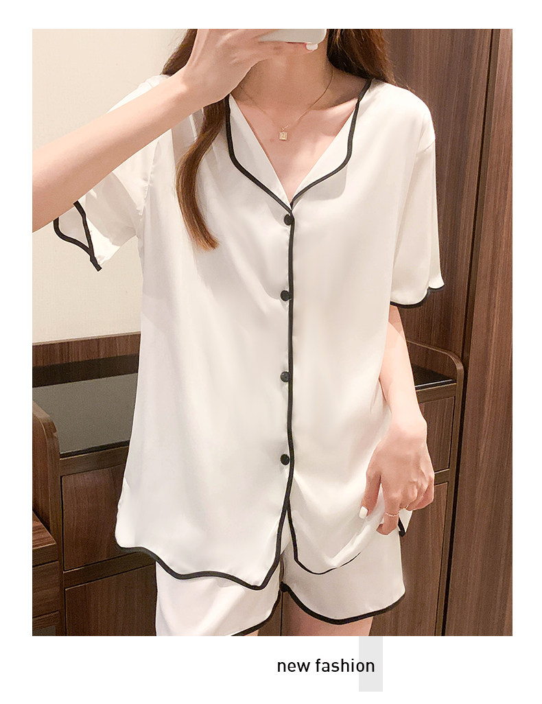 Летняя шелковая пижама, тонкие шорты, шелковый кардиган, комплект, короткий рукав, 2025 года 