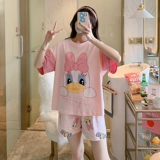 Хлопковая летняя пижама, тонкие шорты для школьников, мультяшный комплект, 2024 года, короткий рукав, большой размер