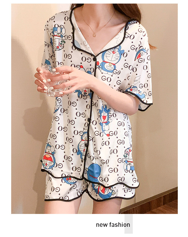 Летняя шелковая пижама, тонкие шорты, шелковый кардиган, комплект, короткий рукав, 2025 года 