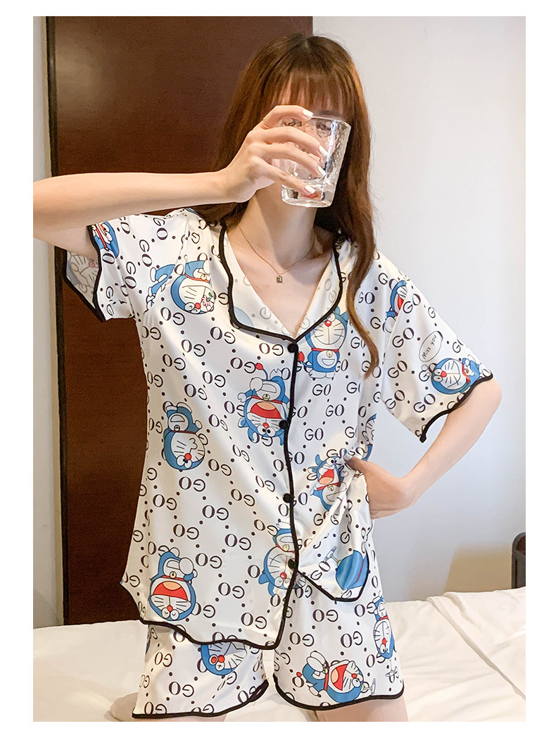 Летняя шелковая пижама, тонкие шорты, шелковый кардиган, комплект, короткий рукав, 2025 года 