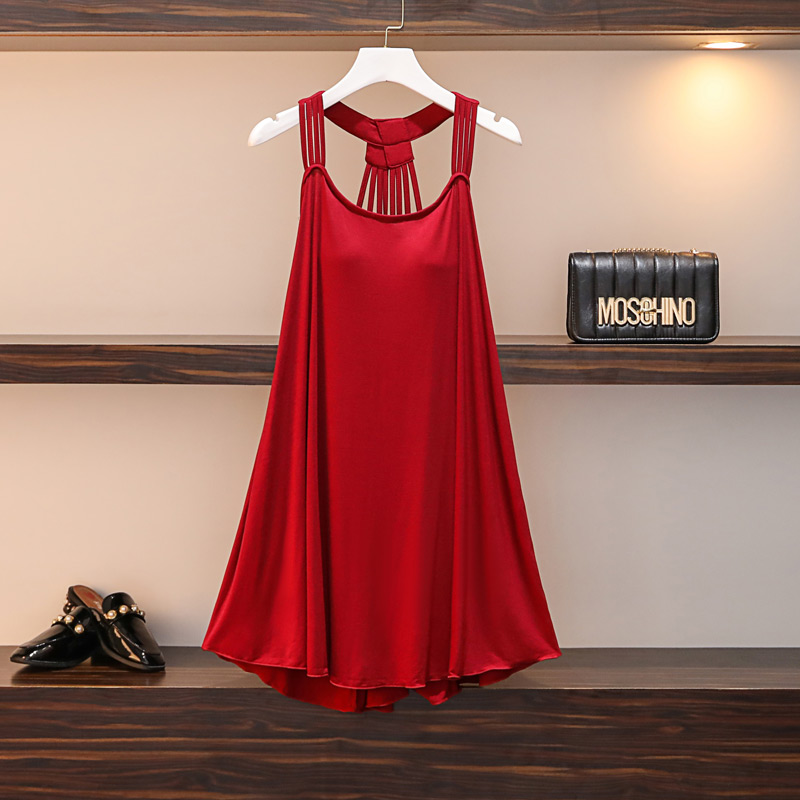 Night dress women's summer with chest pad sexy suspenders Modal cotton fat MM pajamas plus fat plus size pregnant women 200 kg