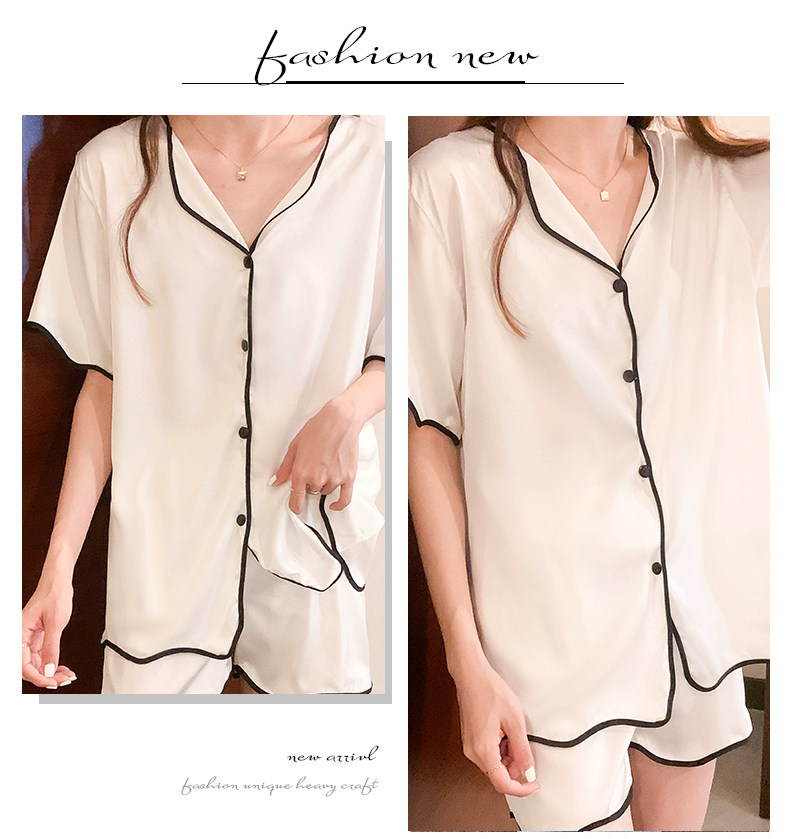 Летняя шелковая пижама, тонкие шорты, шелковый кардиган, комплект, короткий рукав, 2025 года 