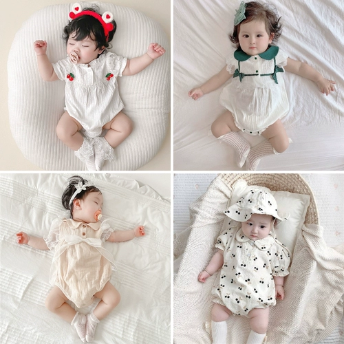 Детский комбинезон, летняя одежда, тонкий комплект для новорожденных для девочек, летнее боди для принцессы