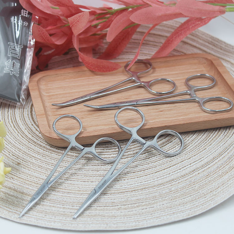 Pet Pooch Cat Shop With Plucking Pliers Hemostatic Pliers Clamps Plucking Ear Hair Straight Elbow Stainless Steel 12-14-16cm