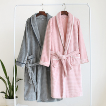 Winter flannel couple robe male and female pajamas male long thin bathrobe coral velvet home clothing bathrobe bathrobe