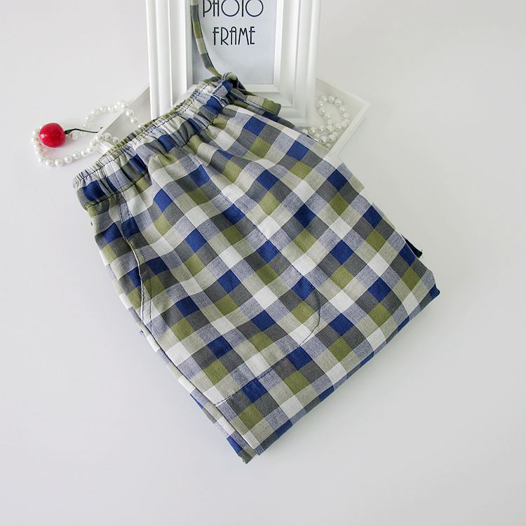 Mùa xuân Nhật Bản, mùa hè và mùa thu, nam và nữ, quần màu, quần cotton, quần ngủ, gạc đôi, cotton, quần nhà, kích thước lớn quần đôi mặc nhà