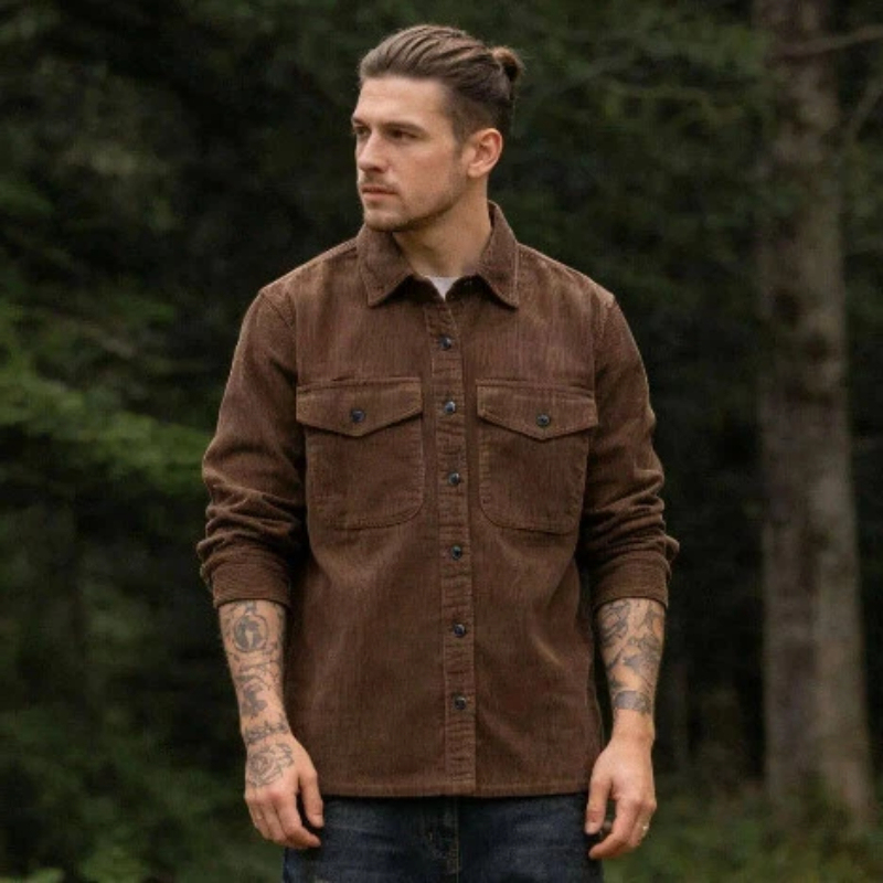 Vintage Corduroy Shirt for Men, New Style for Spring, Autumn, and Winter, Thickened Solid Color Long Sleeve Engineer Shirt in Coffee Color Vintage Corduroy Shirt for Men, New Style for Spring, Autumn, and Winter, Thickened Solid Color Long Sleeve Engineer Shirt in Coffee Color