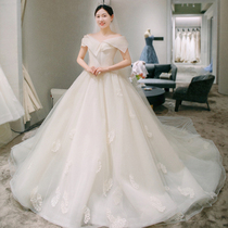 Law Style Main Wedding Dress 2021 New Bridal Main Wedding Dress Pregnant Woman High Waist Small Tug Tail Wedding Veil Brief Advanced Sensation