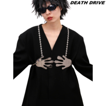 DEATH DRIVE originally designed styling sensory fashion mirror palm necklace bra shape chain