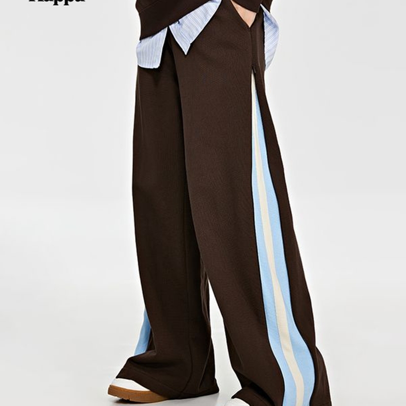 Kappa Casual Pants New Women's Zipper Color-Blocked Sports Pants High-Waisted Long Pants Wide-Leg Sweatpants K0D82Ak73