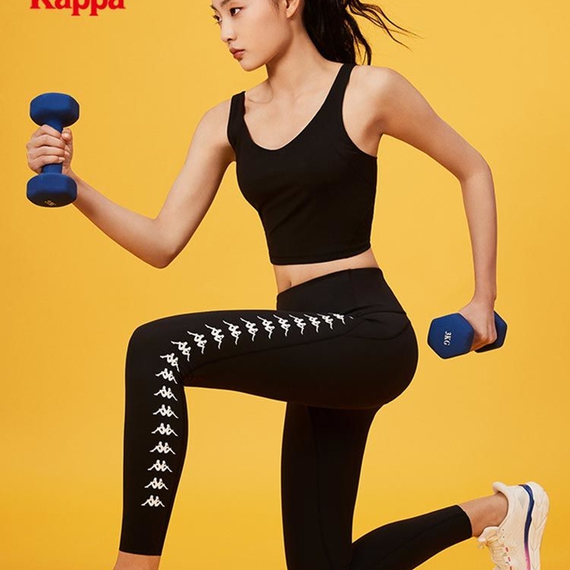 Kappa Women's Set Short Shirt Sports Bra Fitness High-Waisted Yoga Training Pants Ktddcxy01