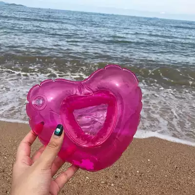 bjd blythe doll with swimming ring heart-shaped inflatable cup holder Drink holder heart-shaped pet lifebuoy background wall