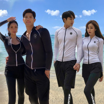 South Korean couple black diving suit zipper split male and female snorkeling surf jellyfish long sleeve sunscreen speed dry