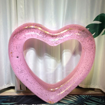 Child Adult Loving Swimming Ring Bright Sheet Inflatable Peach Heart Ring Floating Heart-shaped Lifebuoy Water Blister Water Armpit Water Armpit