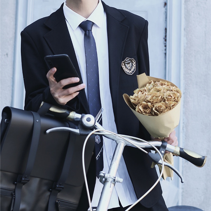 【Pantevilla】Suit Dk Original Uniform Japanese Style Men's Black College Style Single-Breasted Blazer