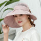 Hat Women's Summer Hollow Top Sun Hat Versatile Big Brim Sun Hat Mother's UV Foldable Ponytail Sun Protection Hat