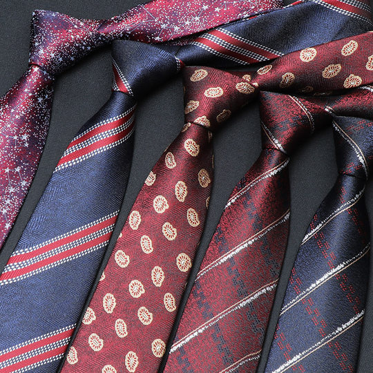 Business Formal Tie for Men, Zipper High-End Suit, Knot-Free for Weddings, Men's Striped Petal Groom's Tie