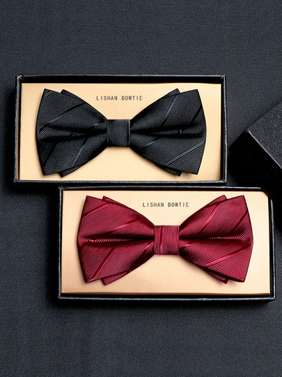 Red Tie Wedding Men's High-End Groom Wedding Suit Bow Tie Solid Color Formal Wear Groomsman Matte Burgundy Tie