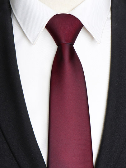 Red Tie for Men, No Need to Tie, Wedding Business Groom Zipper Style Lazy Formal Wear Men's Hand-Tied Burgundy Wedding Suit