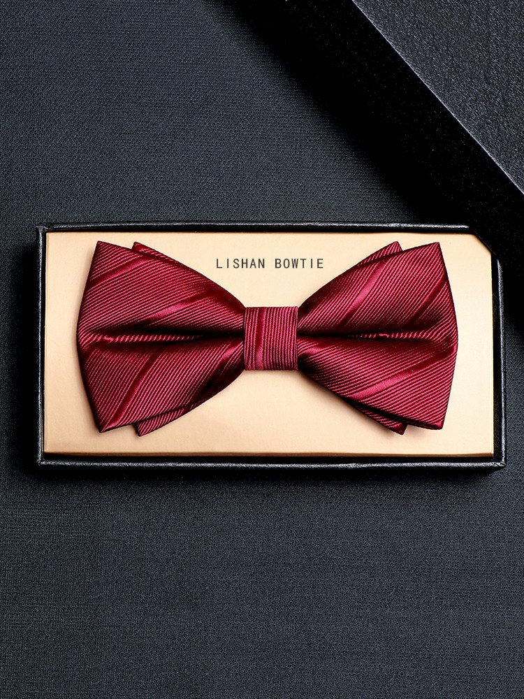 Red Tie Wedding Men's High-End Groom Wedding Suit Bow Tie Solid Color Formal Wear Groomsman Matte Burgundy Tie