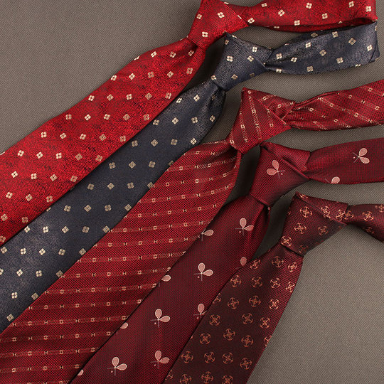 British Tie Men's Lazy Knot-Free Formal Zipper Style Classy Men's Business Suit Hand-Tied Red Wedding Groom