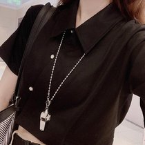 Japanese and Korean whistle temperament versatile decorative necklace long accessories personalized whistle sweater chain pendant female Internet celebrity jewelry