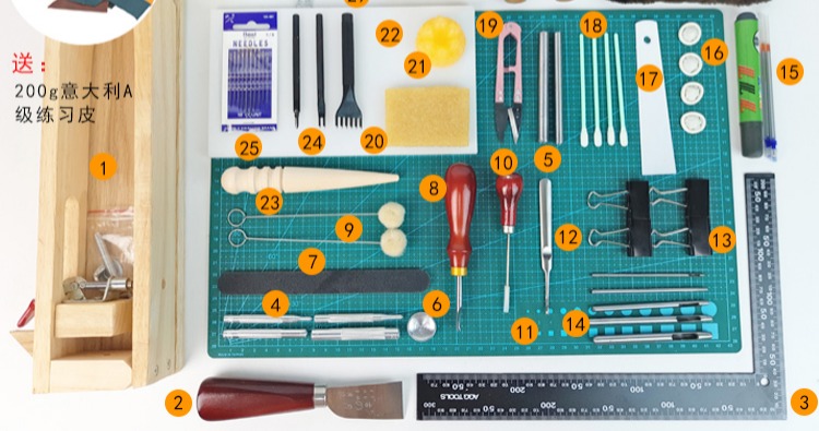 Nâng cấp Sets nguyên liệu của công cụ tay da DIY Sew dòng cơ sở da Gói Ling cắt đào rãnh Wax - Công cụ & vật liệu may DIY bấm chỉ