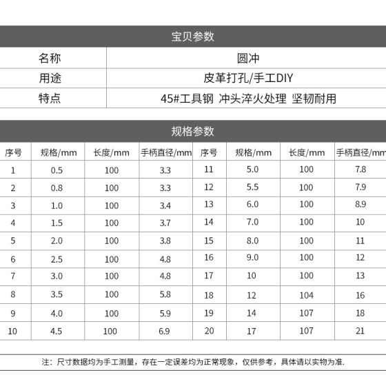 수제 DIY 가죽 벨트 펀치, 벨트 펀치, 라운드 펀치, 아이 펀치, 장수명