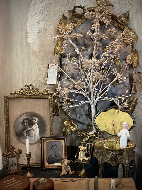 Antique Picture Frames of Various Prices, Antique Wax Flowers