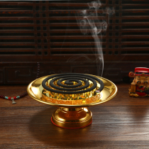 Classical gold-plated fragrant tray household indoor incense stand high foot mosquito coil tray mosquito holder retro incense burner