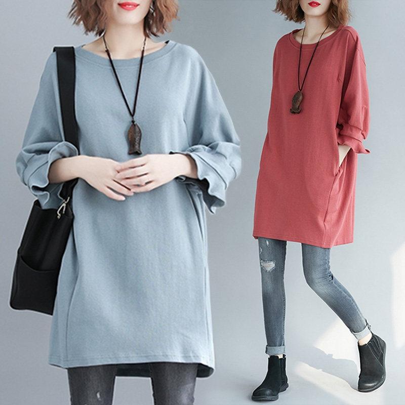 The new long - sleeved dress in spring 2023 - fat sister loose and thin - shade ass in the long - range suit