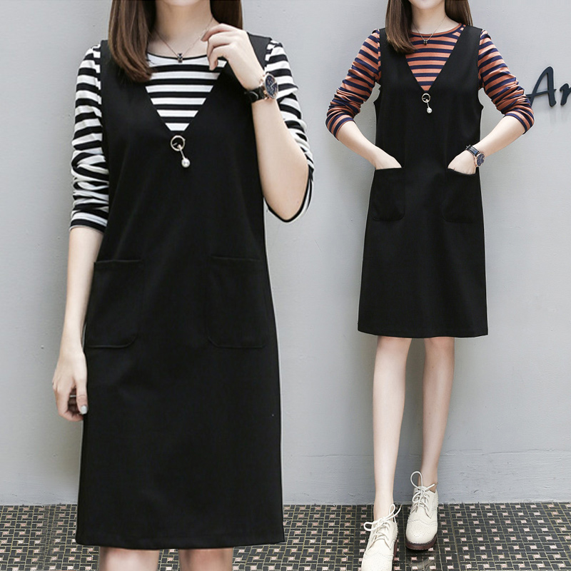 Two sets of new casual fashion suit ladies fat mm hide meat hide - hide meat - buzz dress