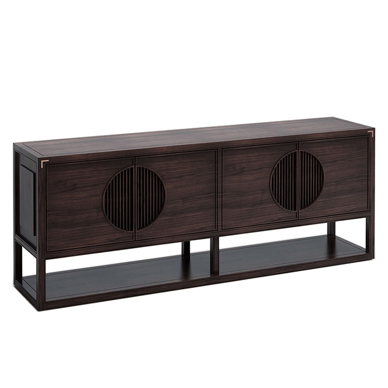 New Chinese style solid wood floor cabinet living room TV cabinet antique side cabinet Zen decoration cabinet locker small apartment furniture